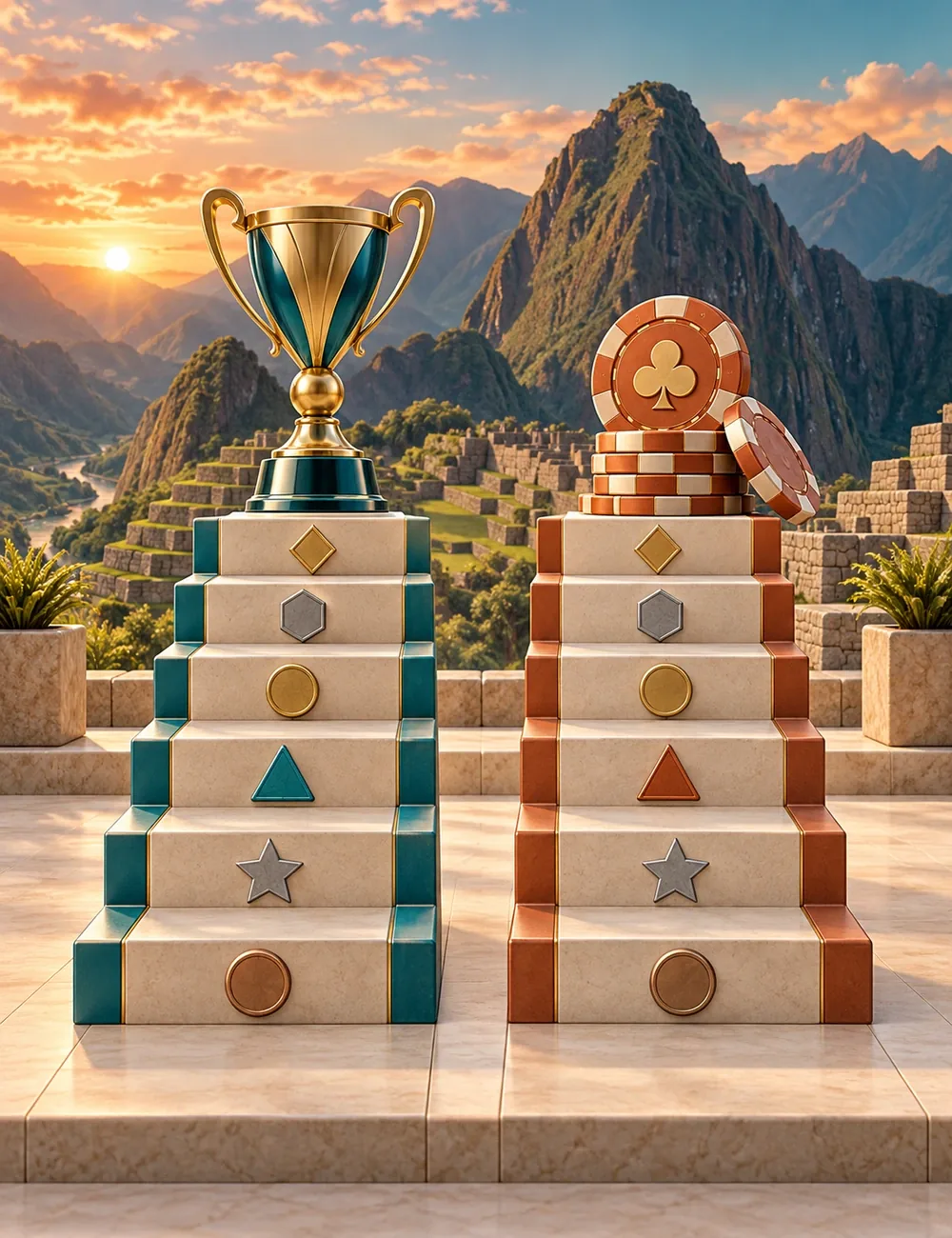 Dos escaleras independientes de premios VIP en el Valle Sagrado
